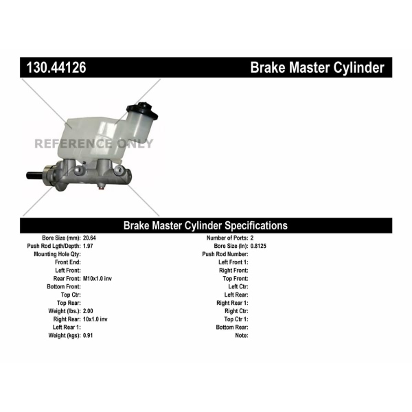 Centric Premium Brake Master Cylinder 130.44126