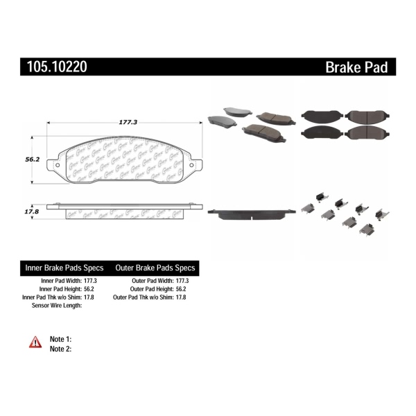 Centric Posi Quiet™ Ceramic Front Disc Brake Pads 105.10220