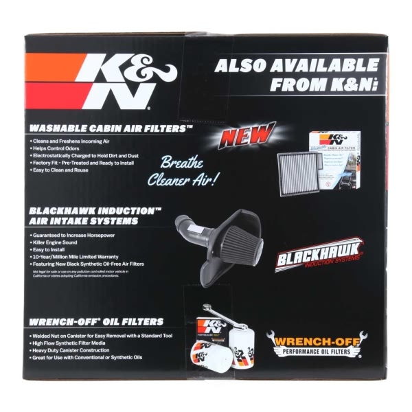 K&N 57 Series FIPK Generation II High-Density Polyethylene Black Air Intake System with Red Filter and Intake Pipe and Heat Shield 57-1561