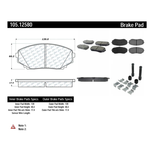 Centric Posi Quiet™ Ceramic Front Disc Brake Pads 105.12580
