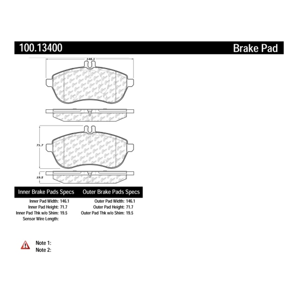 Centric Original Equipment Formula Brake Pads With Hardware 100.13400