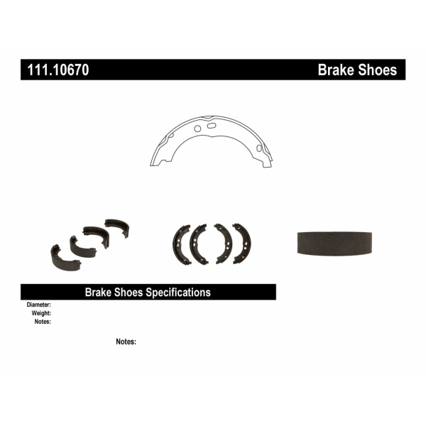 Centric Premium Rear Parking Brake Shoes 111.10670