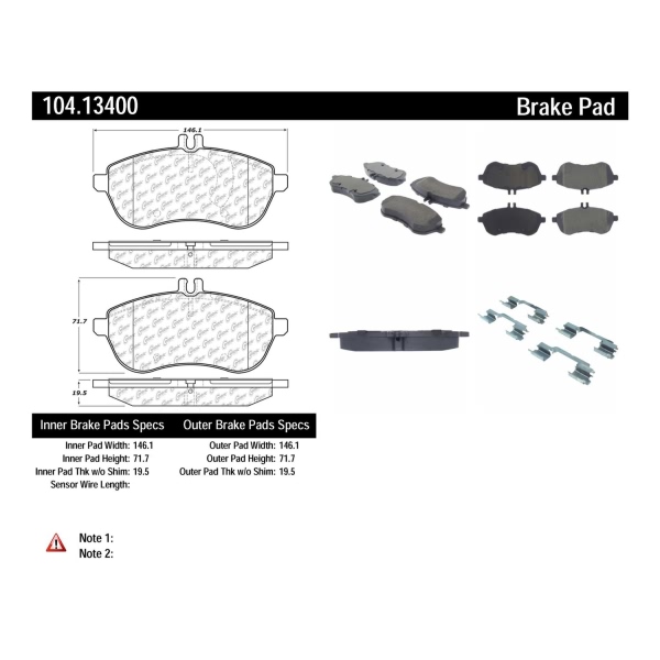 Centric Posi Quiet™ Semi-Metallic Front Disc Brake Pads 104.13400