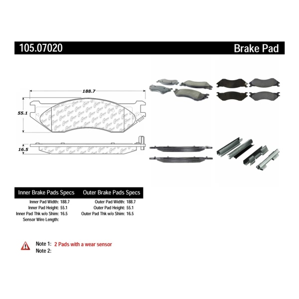 Centric Posi Quiet™ Ceramic Front Disc Brake Pads 105.07020