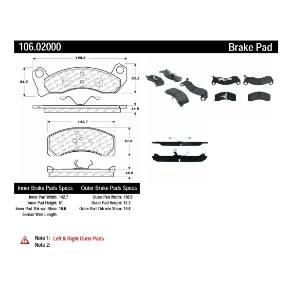 Centric Posi Quiet™ Extended Wear Semi-Metallic Front Disc Brake Pads 106.02000