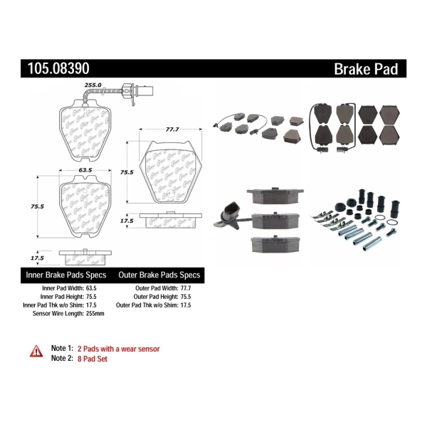 Centric Posi Quiet™ Ceramic Front Disc Brake Pads 105.08390