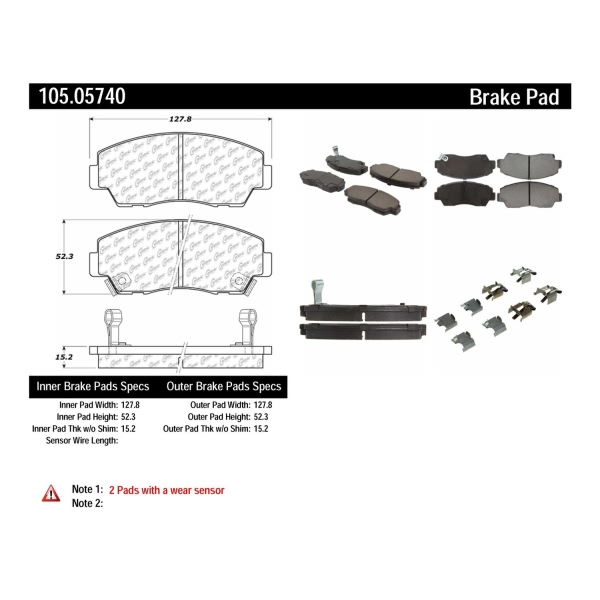 Centric Posi Quiet™ Ceramic Front Disc Brake Pads 105.05740