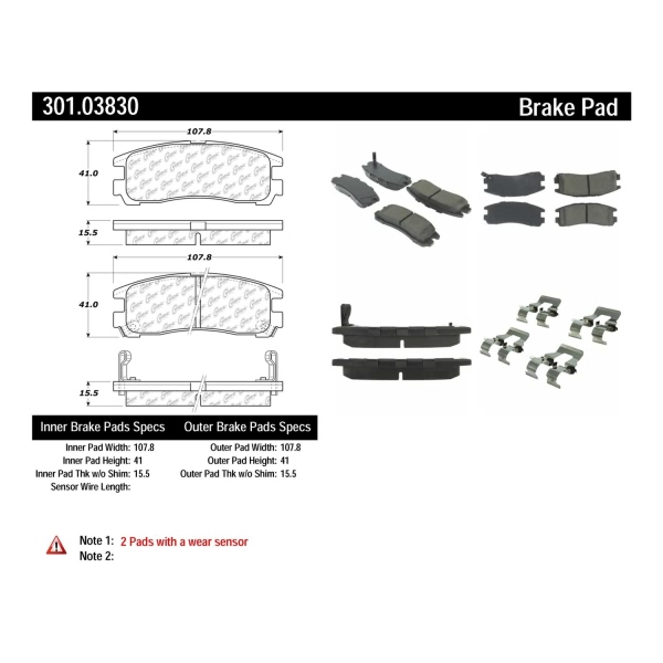 Centric Premium Ceramic Rear Disc Brake Pads 301.03830