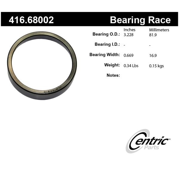 Centric Premium™ Front Inner Wheel Bearing Race 416.68002