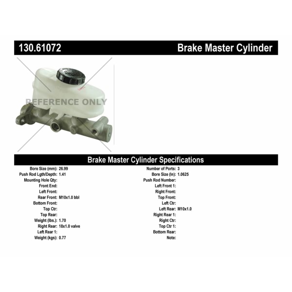 Centric Premium™ Brake Master Cylinder 130.61072
