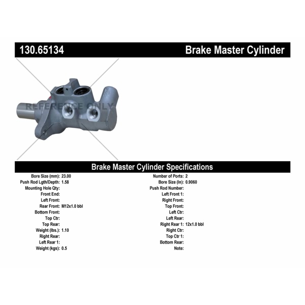 Centric Premium Brake Master Cylinder 130.65134