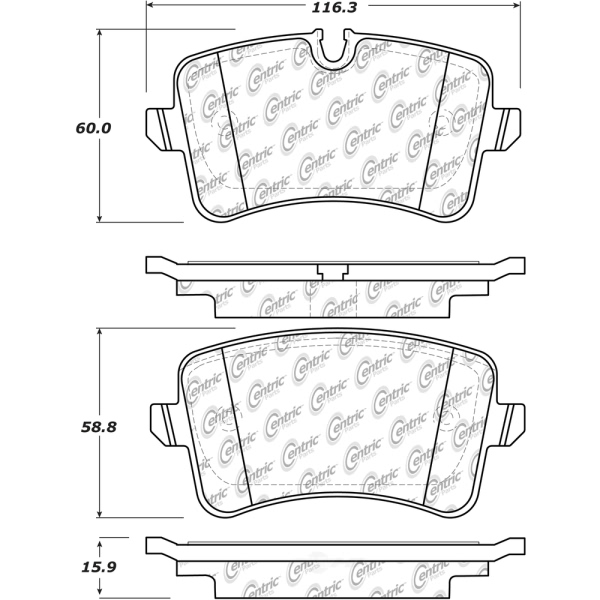 Centric Posi Quiet™ Semi-Metallic Rear Disc Brake Pads 104.15471