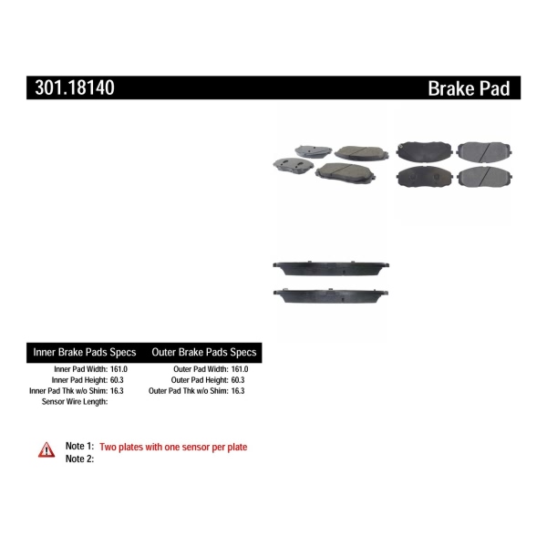 Centric Premium Ceramic Front Disc Brake Pads 301.18140