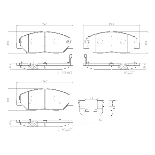 brembo Premium Ceramic Front Disc Brake Pads P30036N