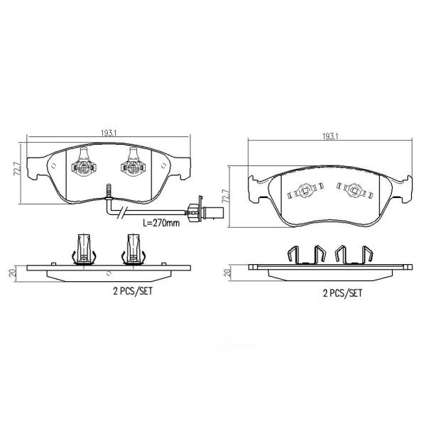 brembo Premium Ceramic Front Disc Brake Pads P85102N