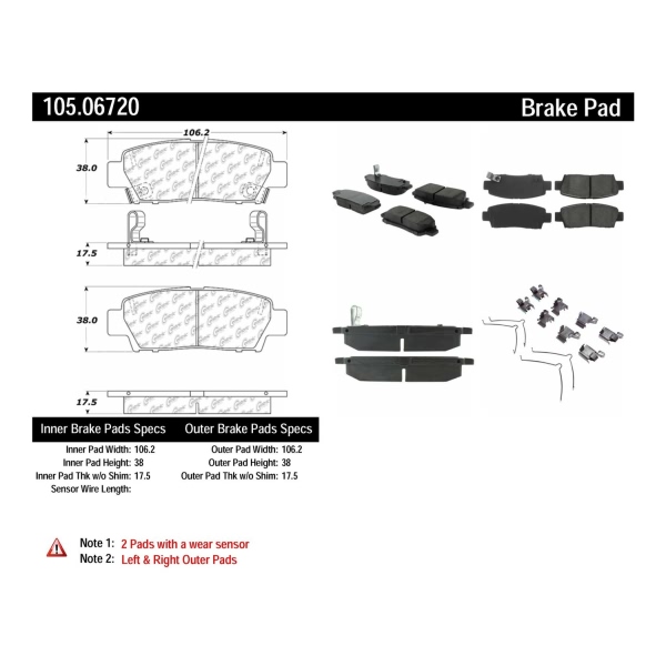 Centric Posi Quiet™ Ceramic Rear Disc Brake Pads 105.06720