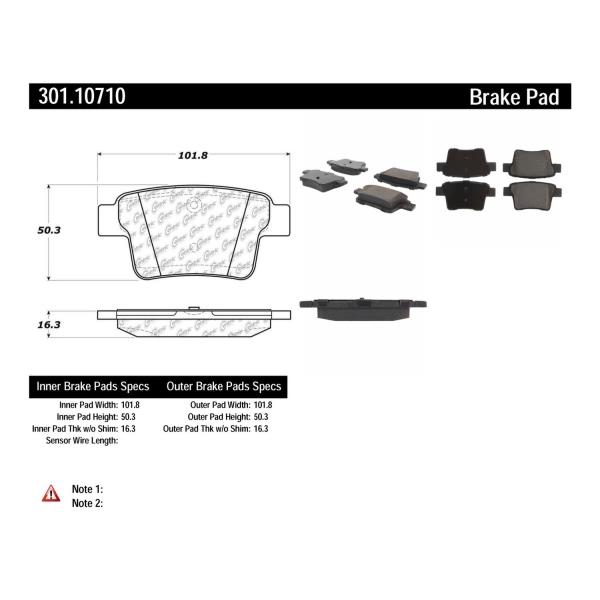 Centric Premium™ Ceramic Brake Pads With Shims And Hardware 301.10710