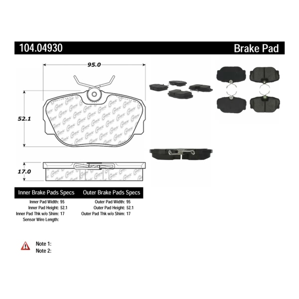 Centric Posi Quiet™ Semi-Metallic Front Disc Brake Pads 104.04930