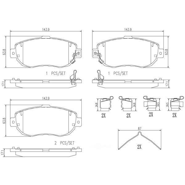 brembo Premium Ceramic Front Disc Brake Pads P83037N