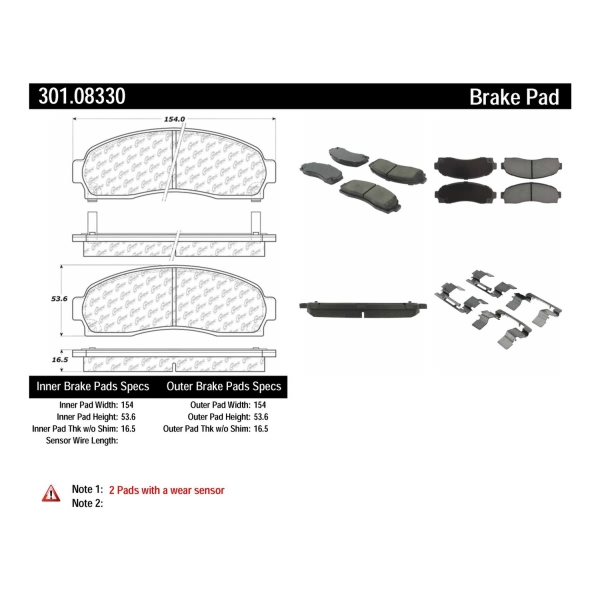 Centric Premium Ceramic Front Disc Brake Pads 301.08330