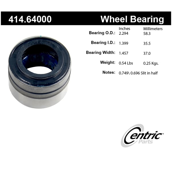 Centric Premium™ Rear Axle Shaft Repair Bearing 414.64000