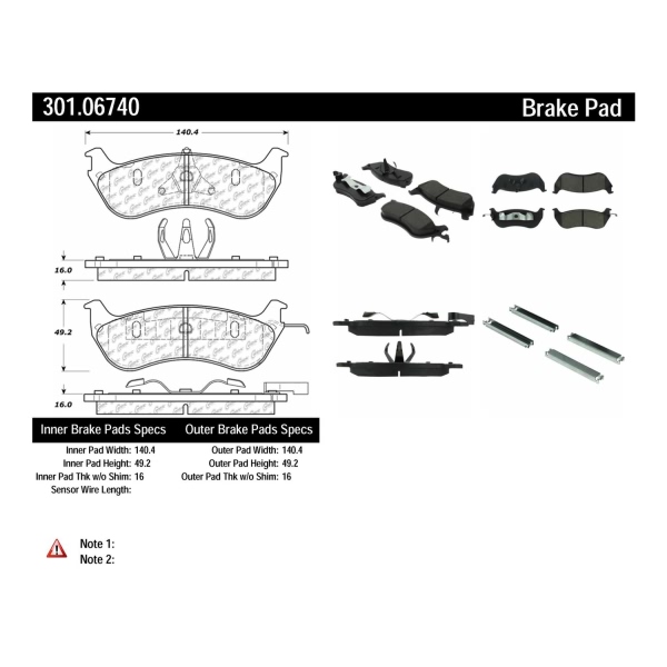 Centric Premium Ceramic Rear Disc Brake Pads 301.06740