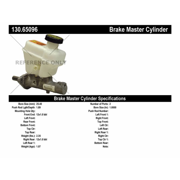 Centric Premium Brake Master Cylinder 130.65096