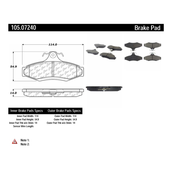 Centric Posi Quiet™ Ceramic Rear Disc Brake Pads 105.07240
