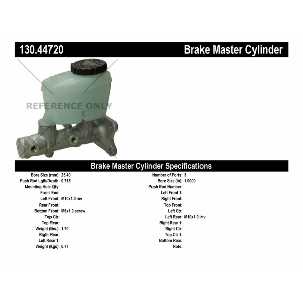 Centric Premium Brake Master Cylinder 130.44720