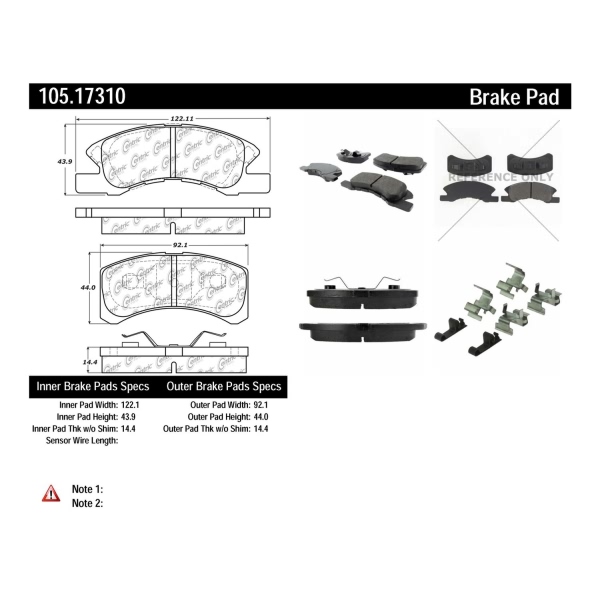 Centric Posi Quiet™ Ceramic Front Disc Brake Pads 105.17310