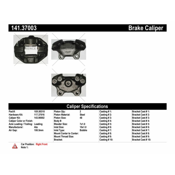 Centric Semi-Loaded Brake Caliper 141.37003