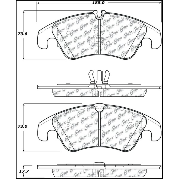 Centric Posi Quiet™ Semi-Metallic Front Disc Brake Pads 104.13220