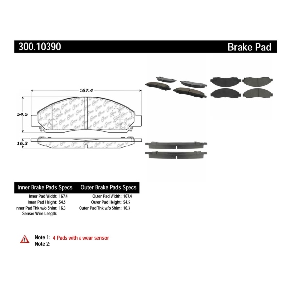 Centric Premium Semi-Metallic Front Disc Brake Pads 300.10390