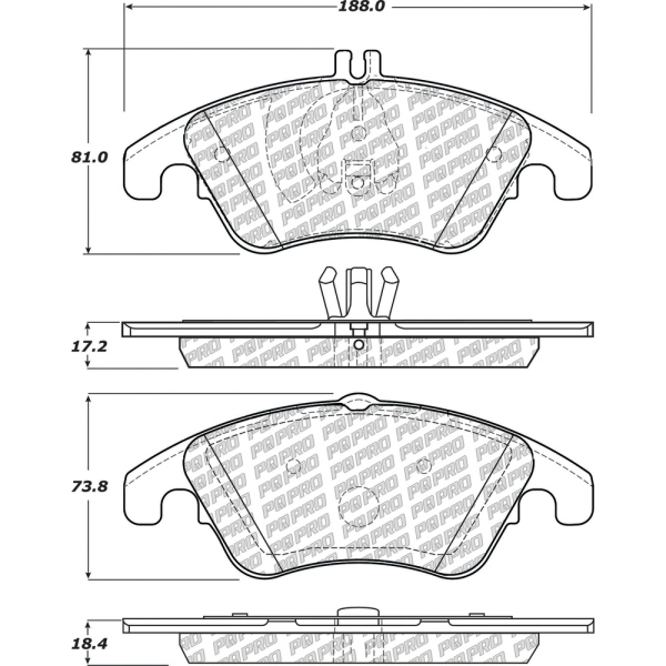 Centric Posi Quiet Pro™ Semi-Metallic Front Disc Brake Pads 500.13420