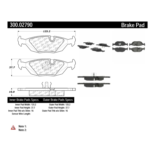 Centric Premium Semi-Metallic Rear Disc Brake Pads 300.02790