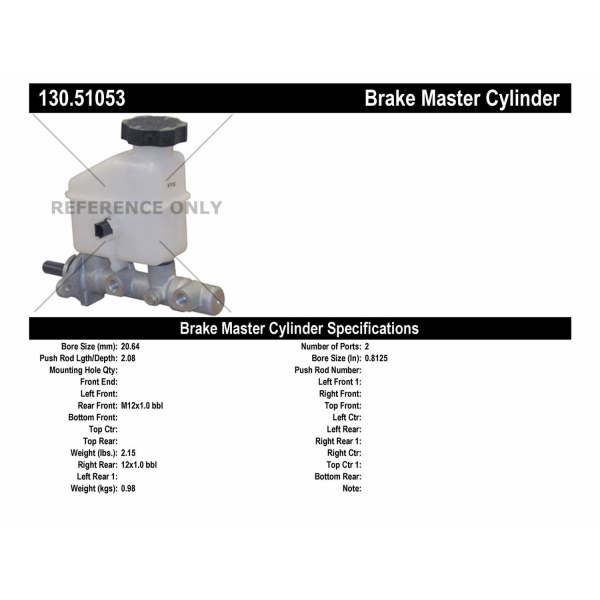 Centric Premium Brake Master Cylinder 130.51053