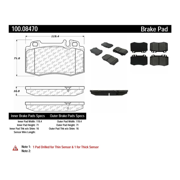 Centric Original Equipment Formula Brake Pads With Hardware 100.08470