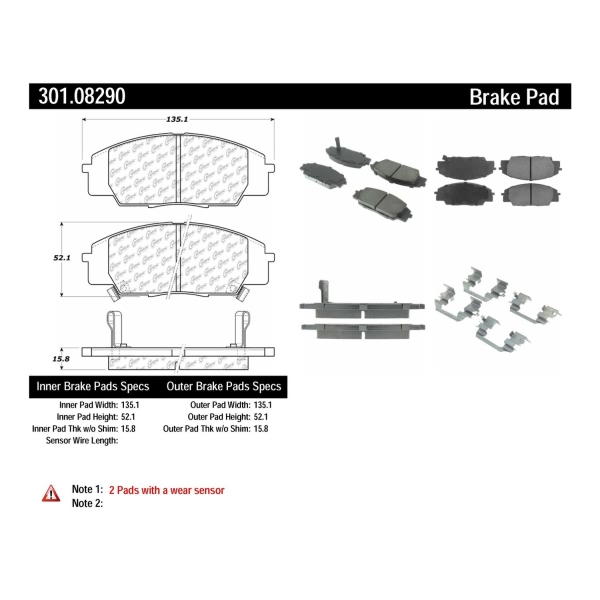 Centric Premium Ceramic Front Disc Brake Pads 301.08290