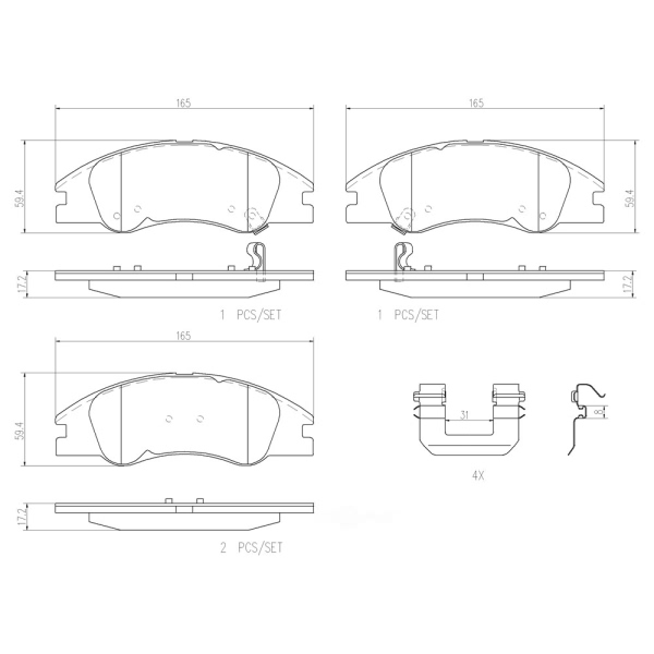 brembo Premium Ceramic Front Disc Brake Pads P30042N