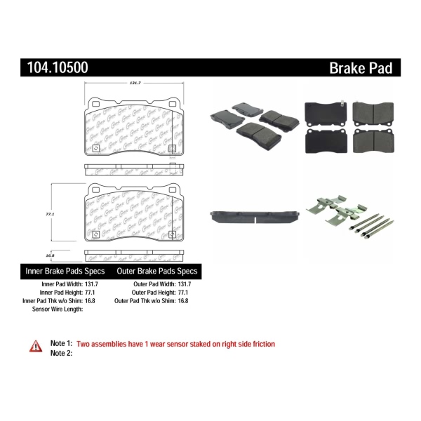 Centric Posi Quiet™ Semi-Metallic Rear Disc Brake Pads 104.10500