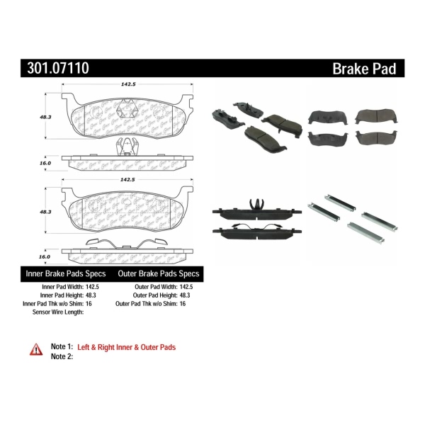 Centric Premium Ceramic Rear Disc Brake Pads 301.07110