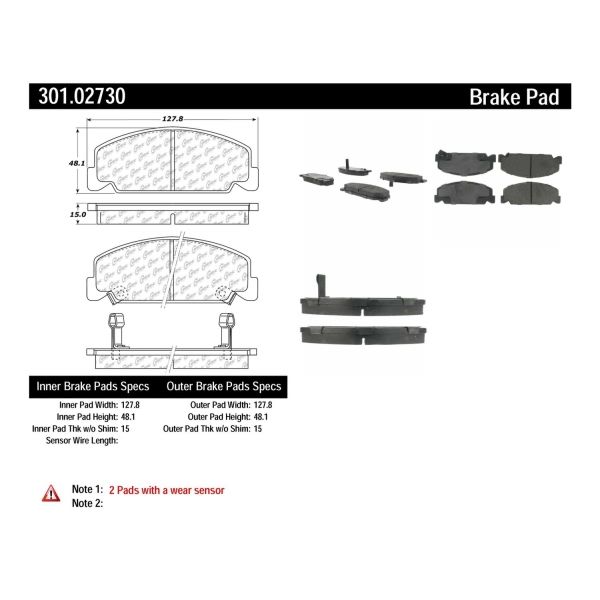 Centric Premium Ceramic Front Disc Brake Pads 301.02730