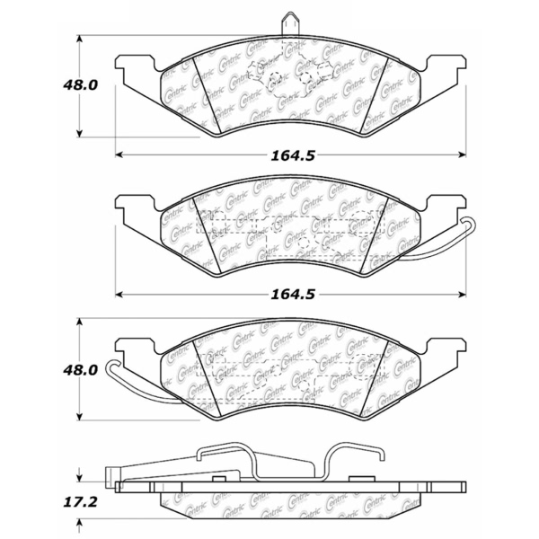 Centric Posi Quiet™ Semi-Metallic Front Disc Brake Pads 104.02570