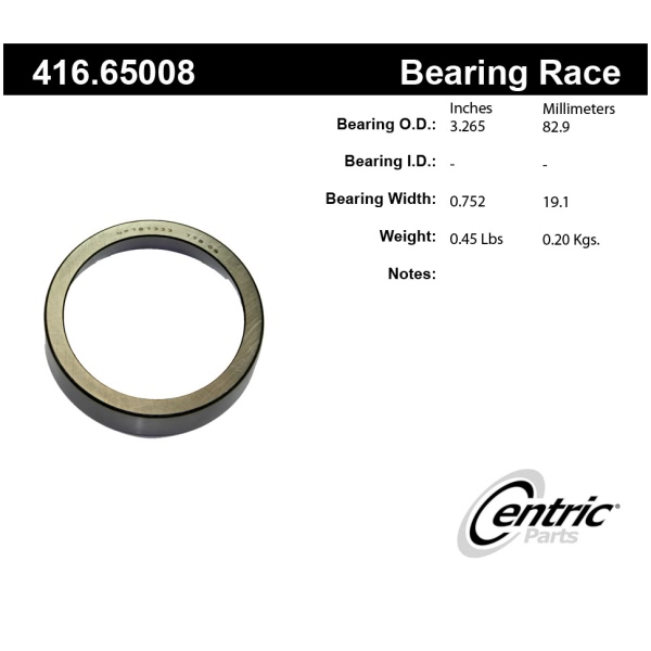 Centric Premium™ Front Inner Wheel Bearing Race 416.65008
