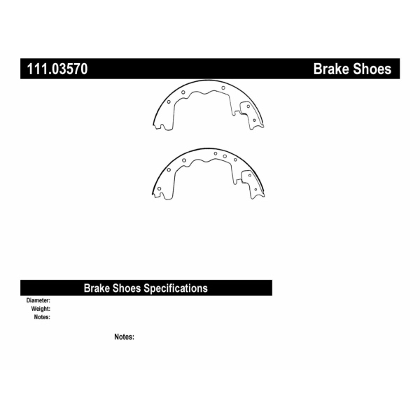 Centric Premium Rear Drum Brake Shoes 111.03570