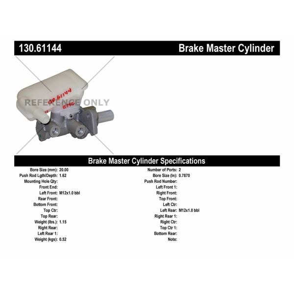Centric Premium Brake Master Cylinder 130.61144