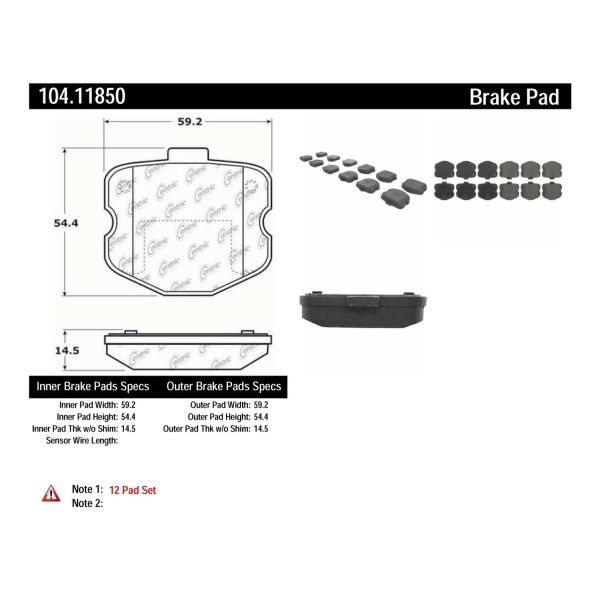Centric Posi Quiet™ Semi-Metallic Front Disc Brake Pads 104.11850