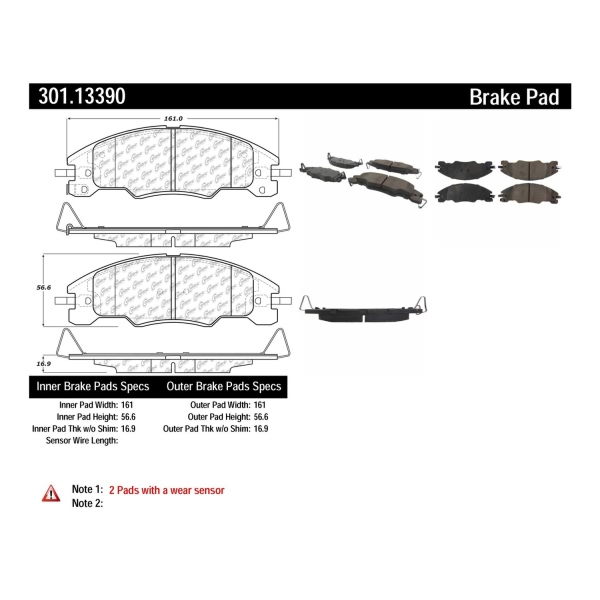 Centric Premium Ceramic Front Disc Brake Pads 301.13390