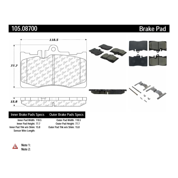 Centric Posi Quiet™ Ceramic Front Disc Brake Pads 105.08700