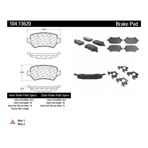 Centric Posi Quiet™ Semi-Metallic Rear Disc Brake Pads 104.13620
